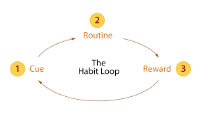 The 3-step habit loop proposed by Charles Duhigg in his book "The Power of Habits" which informs how to create new year's resolutions that stick